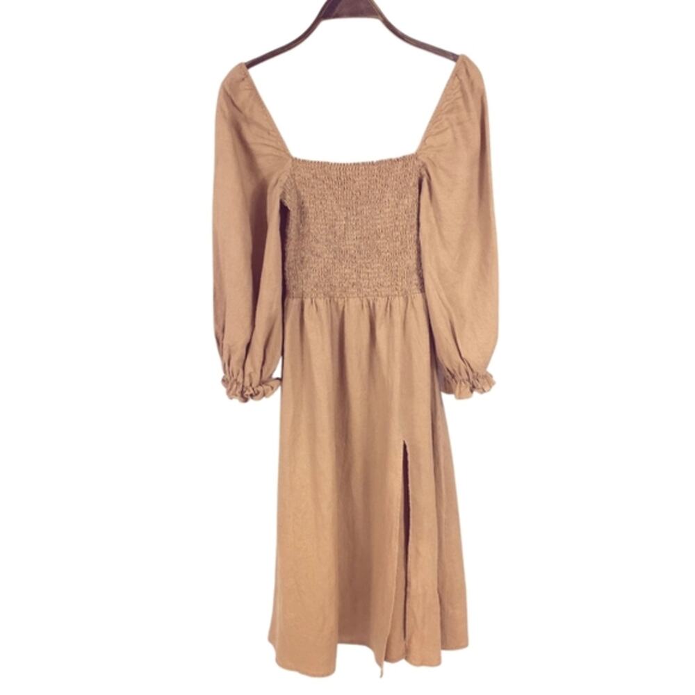 Reformation Gitane Smocked Linen Midi Dress Measures S/M - Picture 3 of 9